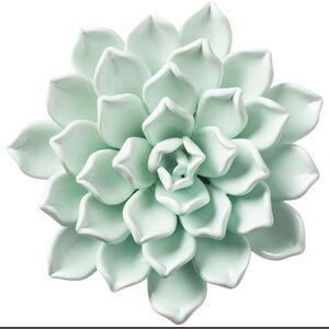VivaTerra ceramic wall flower light aqua 6”